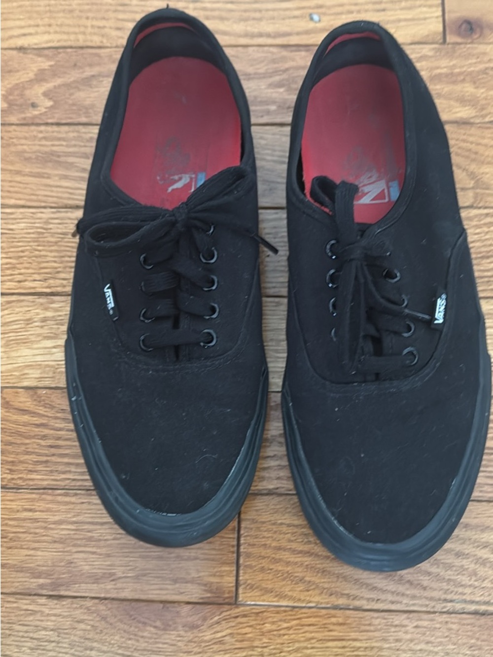 Vans Black Canvas Low-Top Sneakers with Red Insole